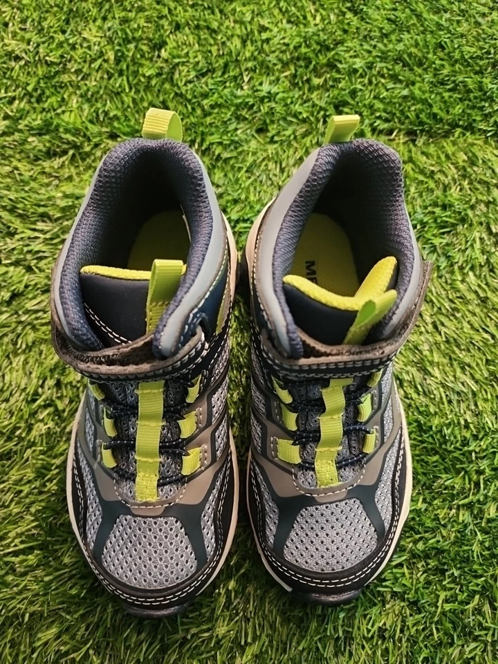 ¡NUEVO! Merrell Moab FST Mid Niños Gris Azul Gamuza 10.5W Senderismo Botas Impermeables Foto 4 de 4