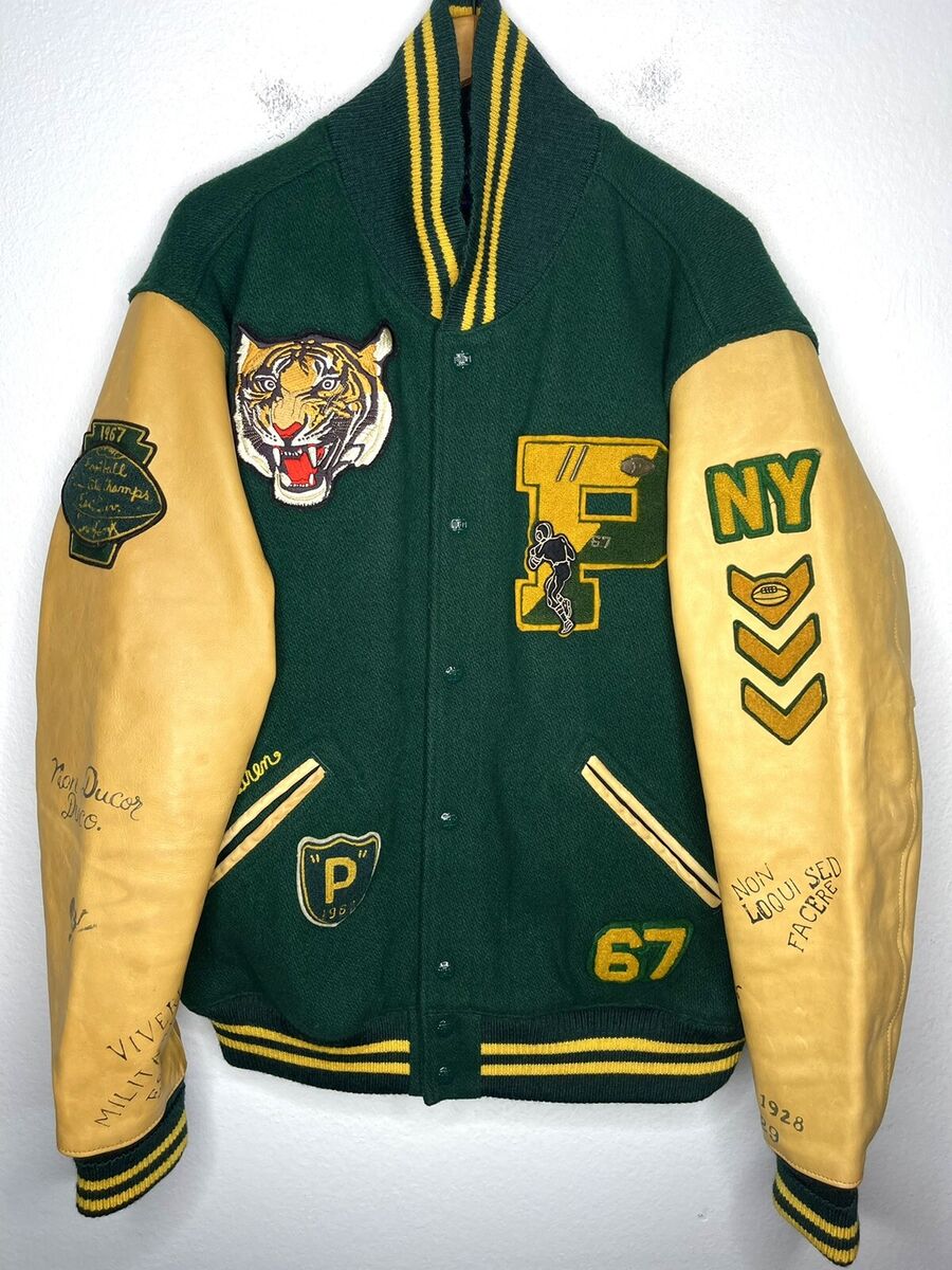 Polo Ralph Lauren XXL Letterman Varsity Jacket Leather RRL Rugby