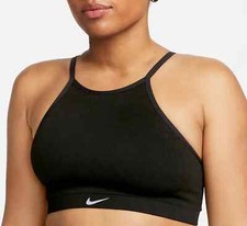 Nike Women's Indy Seamless Ribbed Non-Padded Sports Bra Black Size Large NWT