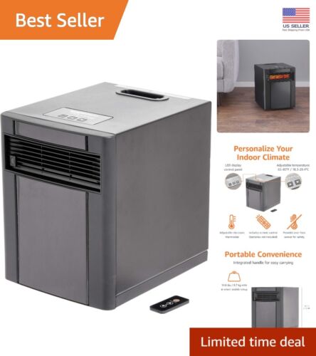 Compact Remote Control Space Heater - Adjustable Thermostat, 160 Sq Ft Coverage