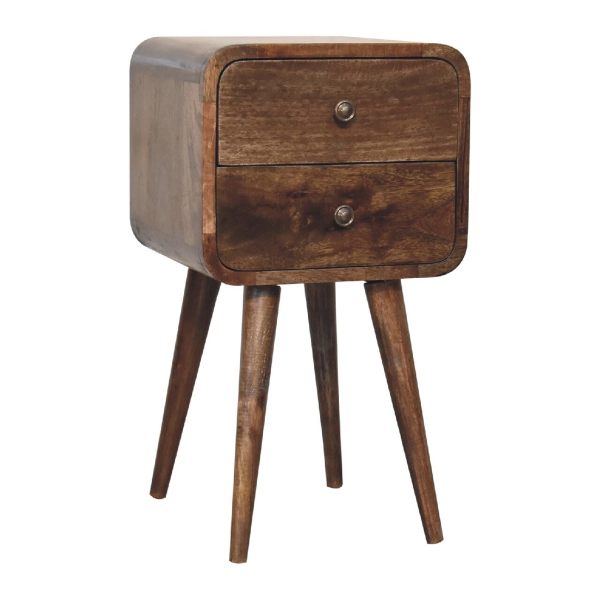 Small Narrow Bedside Table Mini Nightstand MidCentury Curved Deco