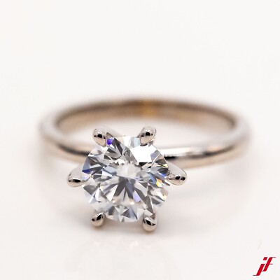 Solitaire ring 750/18C white gold CVD diamond 2.02ct D/VVS size 54-value  8,000