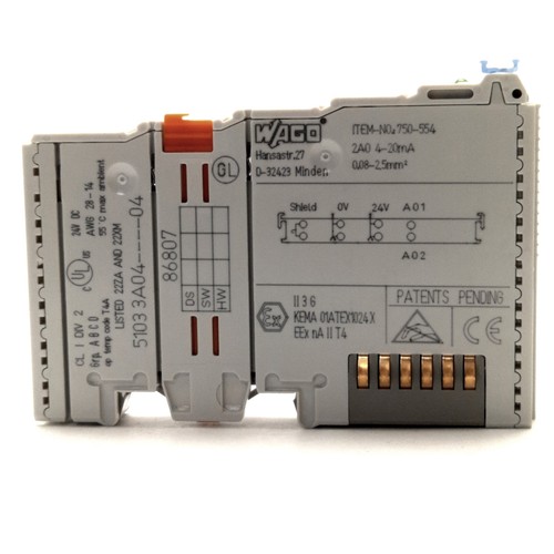 Wago 750-554 Analog Output Module 2-Channel, 4-20mA Output, 24VDC - Picture 3 of 8