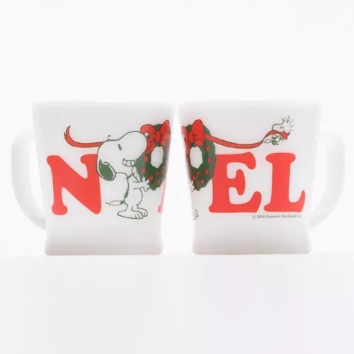 Fire King D Handle 8oz Mug Peanuts [NOEL] Set of 2 Restaurant Ware Made in Japan