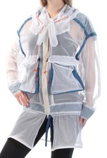 Dkny Womens White Hooded Zip Up Jacket S