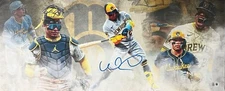 Brewers WILLIAM CONTRERAS Signed 13x31 Stretched Canvas Collage AUTO - BAS