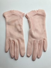 Vintage Kayser women's formal Gloves Pink netted Size 6.5 USA Prom Party