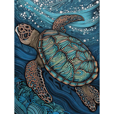 Vibrant Sea Turtle Swimming Under the Surface Canvas Poster Print Picture Art