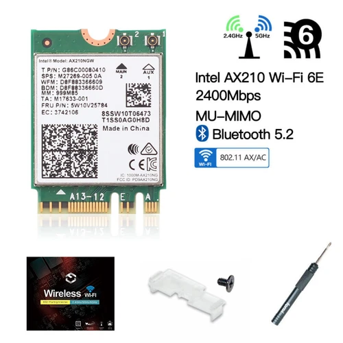 WiFi 6E Intel AX210NGW M.2 NGFF Card Dual Band BT 5.3 Network Card for Win 10/11