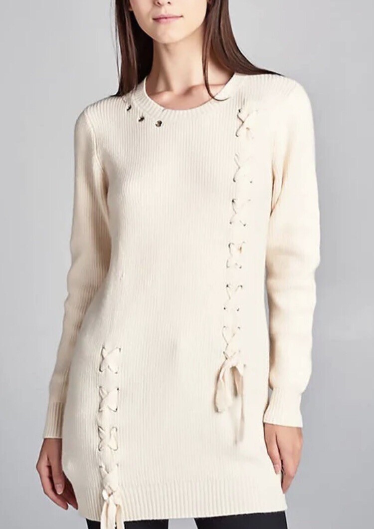 Renee C Long Line Sweater Dress EUC Lace And Eyelet Accent Medium Cream, Soft | eBay Renee C Long Line Sweater Dress EUC Lace And Eyelet Accent Medium Cream, Soft | eBay