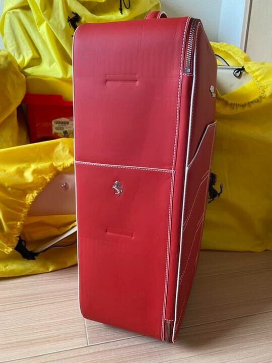 Ferrari 488 Spider Red Carry Case Suitcase Bag White Stitch