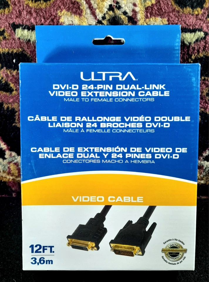 ULTRA DVI-D 24-Pin Dual-Link Video Extension Cable Mail To Female Retail Box New - Image 2 of 3