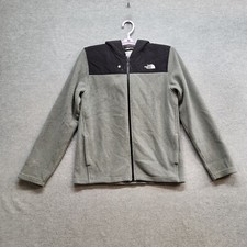 The North Face Boys Sweatshirt Large Gray Denali Full Zip Logo READ
