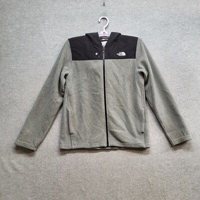 The North Face Boys Sweatshirt Large Gray Denali Full Zip Logo READ