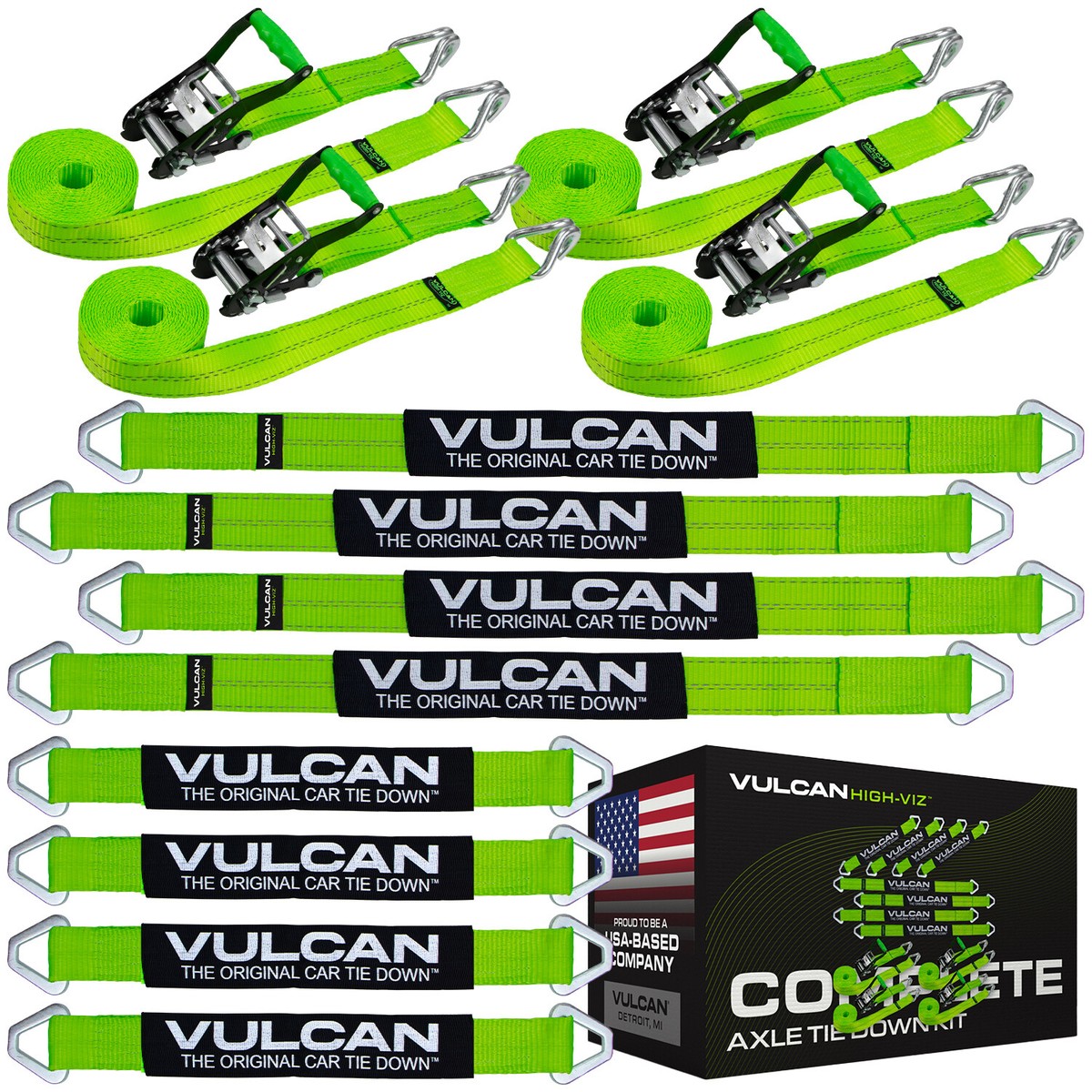VULCAN Exotic Car Rim Tie Down Set - 4 Straps - High-Viz - View #10