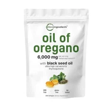 Oil of Oregano 6000mg 300 Softgel with Black Seed Oil Ultra-high Carvacrol U9U1