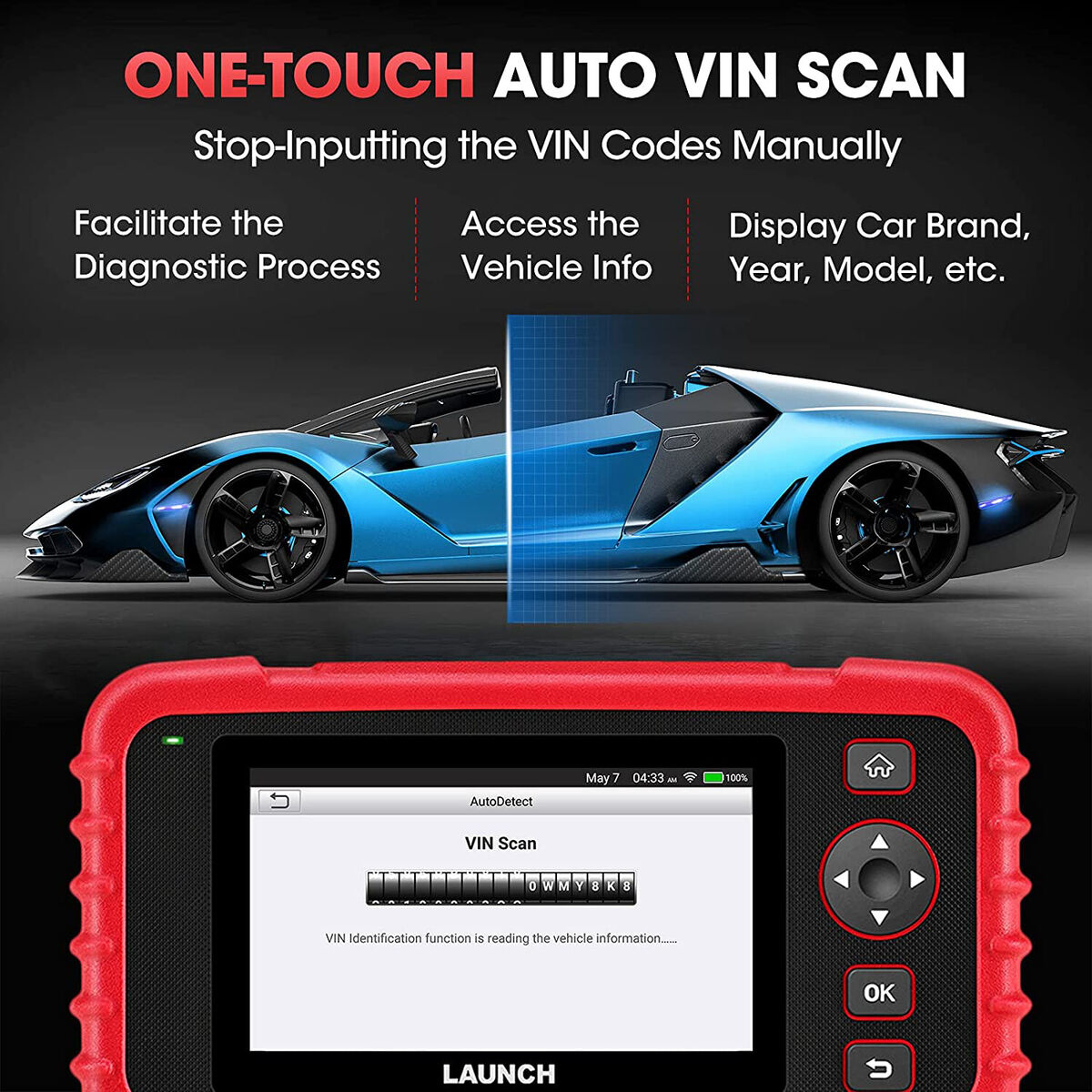 LAUNCH CRP123X Car OBD2 Scanner Code Reader Check Engine ABS SRS Diagnostic  Tool