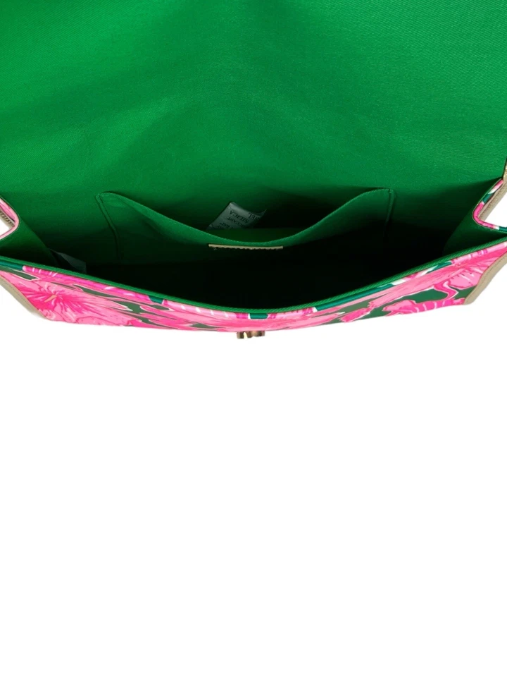 Lilly Pulitzer Kelly Verde Hibis Beso Sobre Bolsa Floral Rosa Verde Nuevo Foto 4 de 4