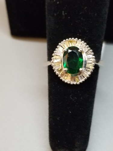 1.49 CT LAB CREATED EMERALD & BAGUETTE DIAMOND 18KT SOLID WHITE GOLD RING SZ 6.5 - Picture 19 of 19
