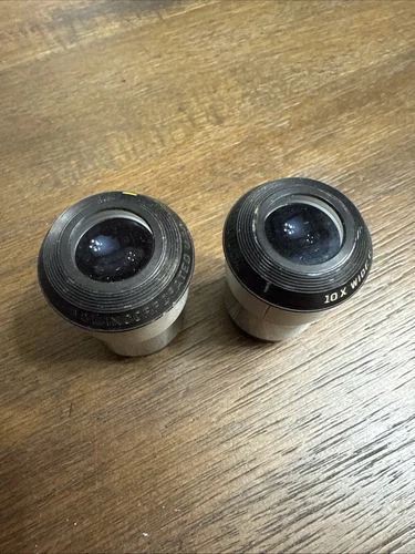 Matched Pair Bausch and Lomb 10X Wide Field Microscope Eyepieces Crystal Clear