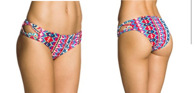 NWT $40 ROXY ''MOROCCAN BOY BRIEF'' AURORA RED STRAPPY  BIKINI BOTTOMS M