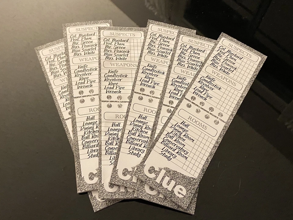 Seis almohadillas - Juego de mesa de pistas - NUEVO - Almohadillas de notas de detective de repuesto - Almohadillas de pistas Foto 3 de 4