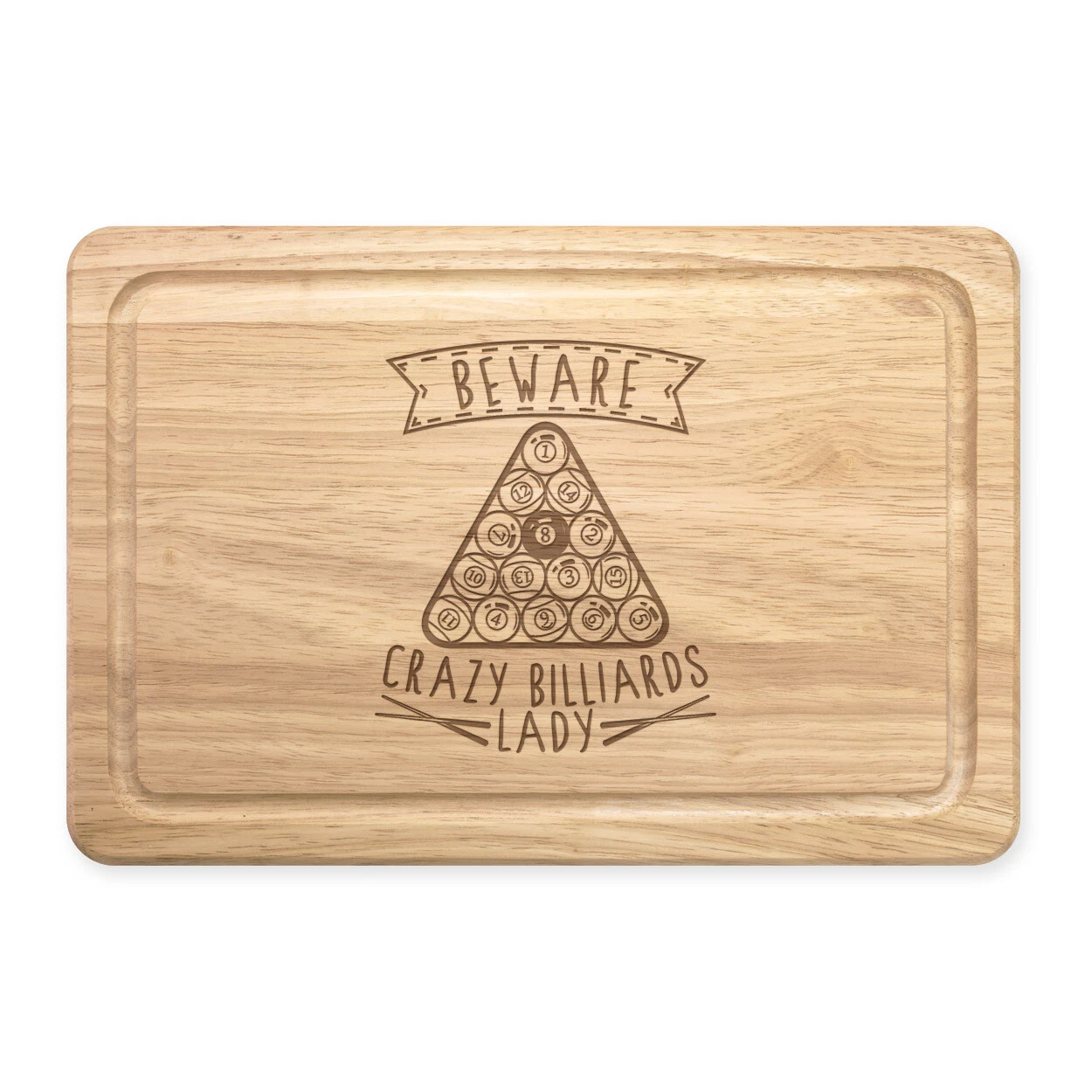 Beware Crazy Billiards Lady Rectangular Wooden Chopping Board - Funny