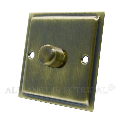 Atenuador de latón antiguo Slimline 1000W - 10 amperios 1 marcha/2 marchas 2 vías interruptor atenuador - Imagen 2 de 3
