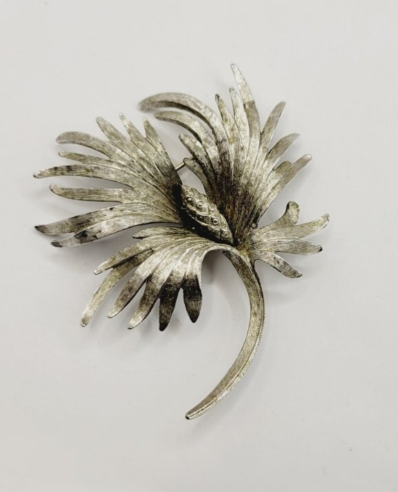 MONET silver tone statement abstract modernist fl… - image 5