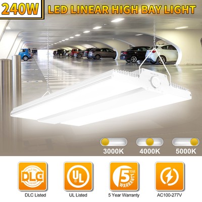 LED Linear High Bay Light 240W/200W/150W CCT TUNABLE 3/4/5K 100-277VAC UL Listed