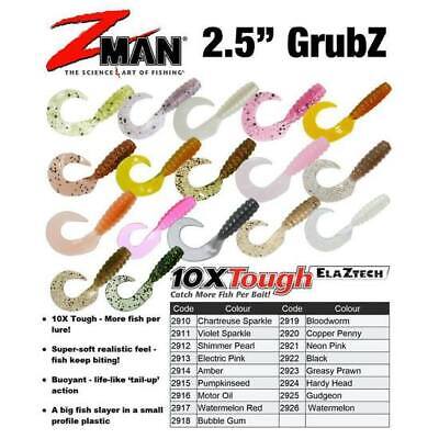 8 Pack of Zman 2.5 Inch Grubz-Z Man Soft Plastics Lures-Choose Colour-Z-Man  Lure