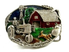 1981 Bergamont Farmer Tract Red Barn Belt Buckle 11042013