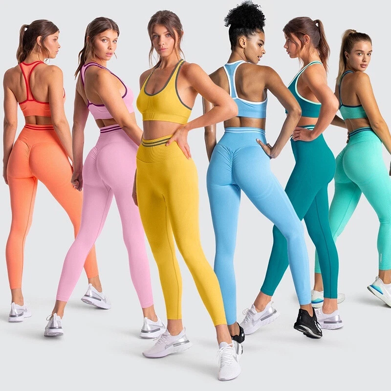 Ensemble d'entraînement femmes 2 pièces vêtements de sport vêtements de  sport sans couture soutiens-gorge de sport Biker Shorts tenues vêtements de  sport de Fitness 