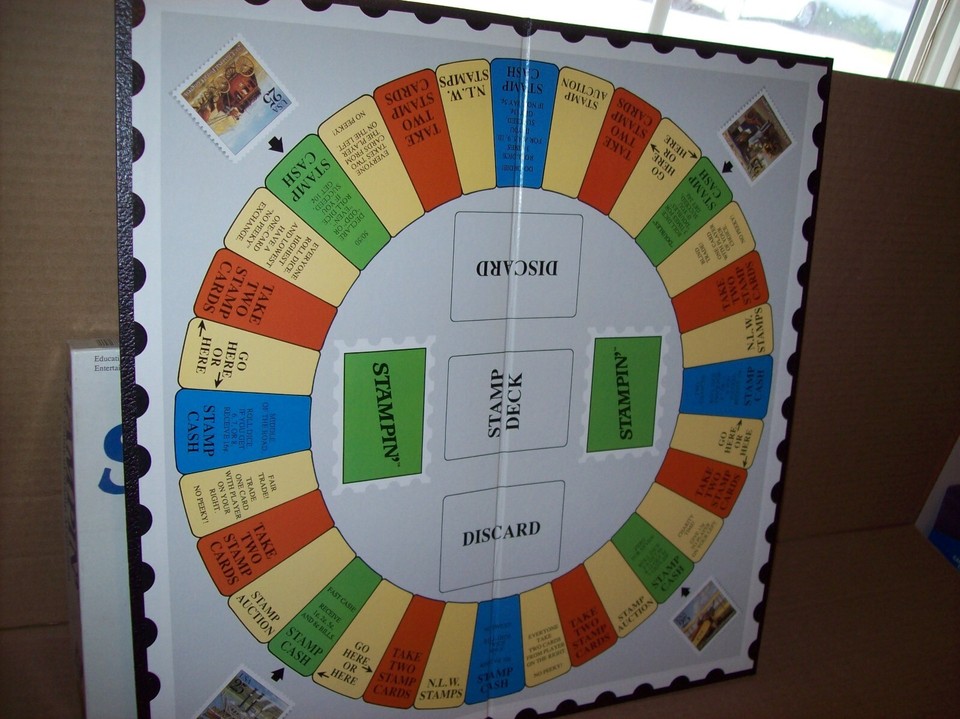 vintage 1989 Stampin' stamp collecting board game NEW open box