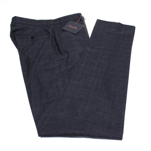 Zanella NWT Dress Pants Size 34 US Noah Blue Small Pattern 100% Wool - Picture 2 of 14
