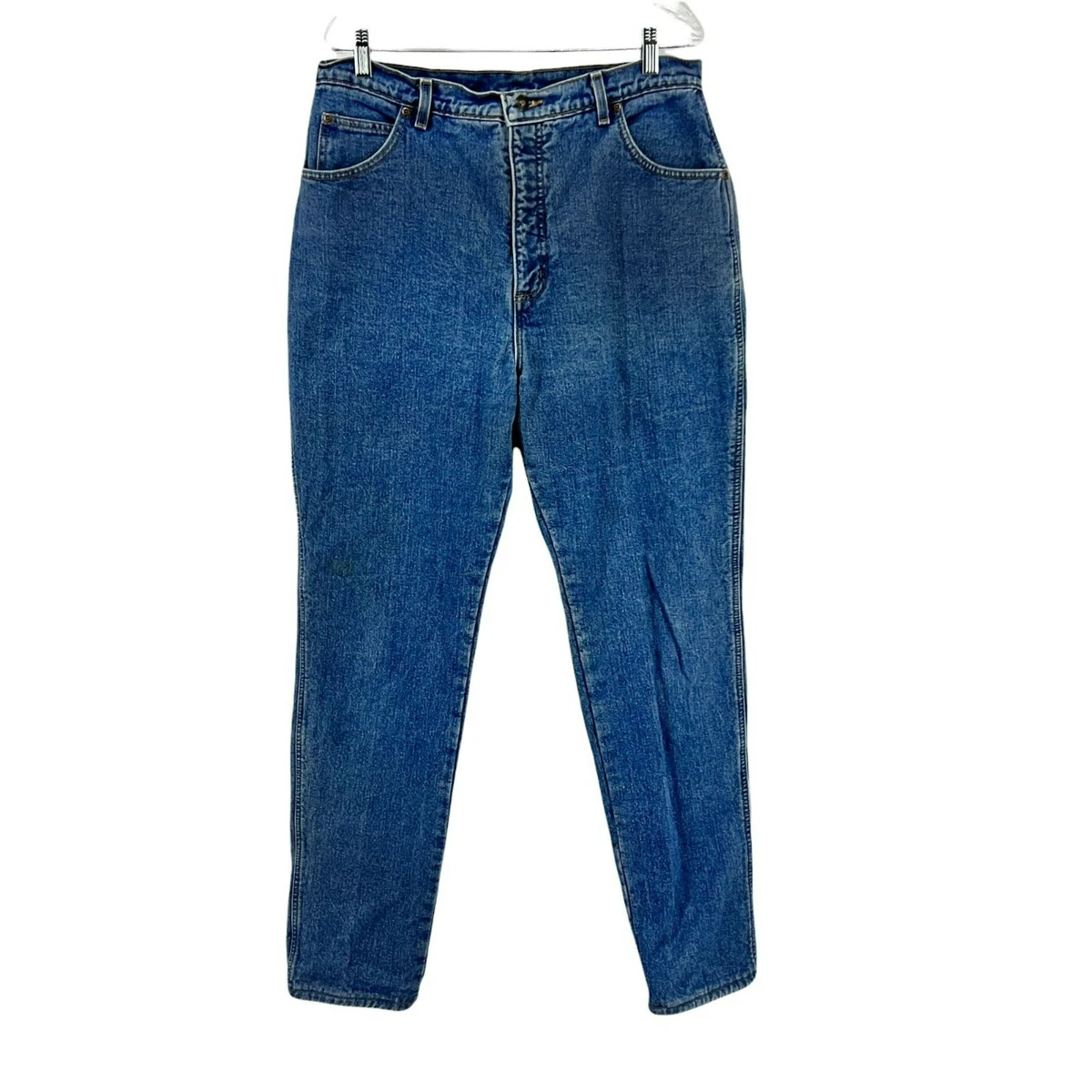 Lands End Flannel Lined High Rise Jeans Medium Wash Denim Womens 18