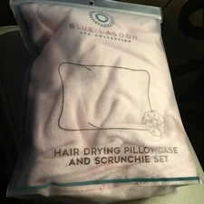 Blue Lagoon Spa Collection Hair Drying Pillowcase &  Scrunchie Gift Set ~  PINK