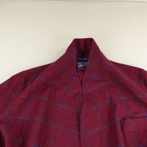 Vintage Pendleton Robe Mens XL Red Blue Plaid Wool Belted Flannel 90s USA - Picture 2 of 9