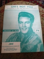 She's Not You Elvis Presley Sheet Music 1962