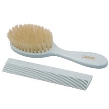 French Grooming Combo Gray 6 Celluloid Soft Natural Silk Bristles Baby Brush...
