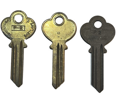 3 CURTIS P2 P-2 Key Blanks NOS Brass Uncut Blank USA ILCO 1016N Dominion 16N