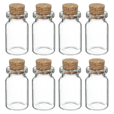 8Pcs Mini Glass Bottles with Cork Stoppers, 9ml/0.3oz Small Clear Glass Jars