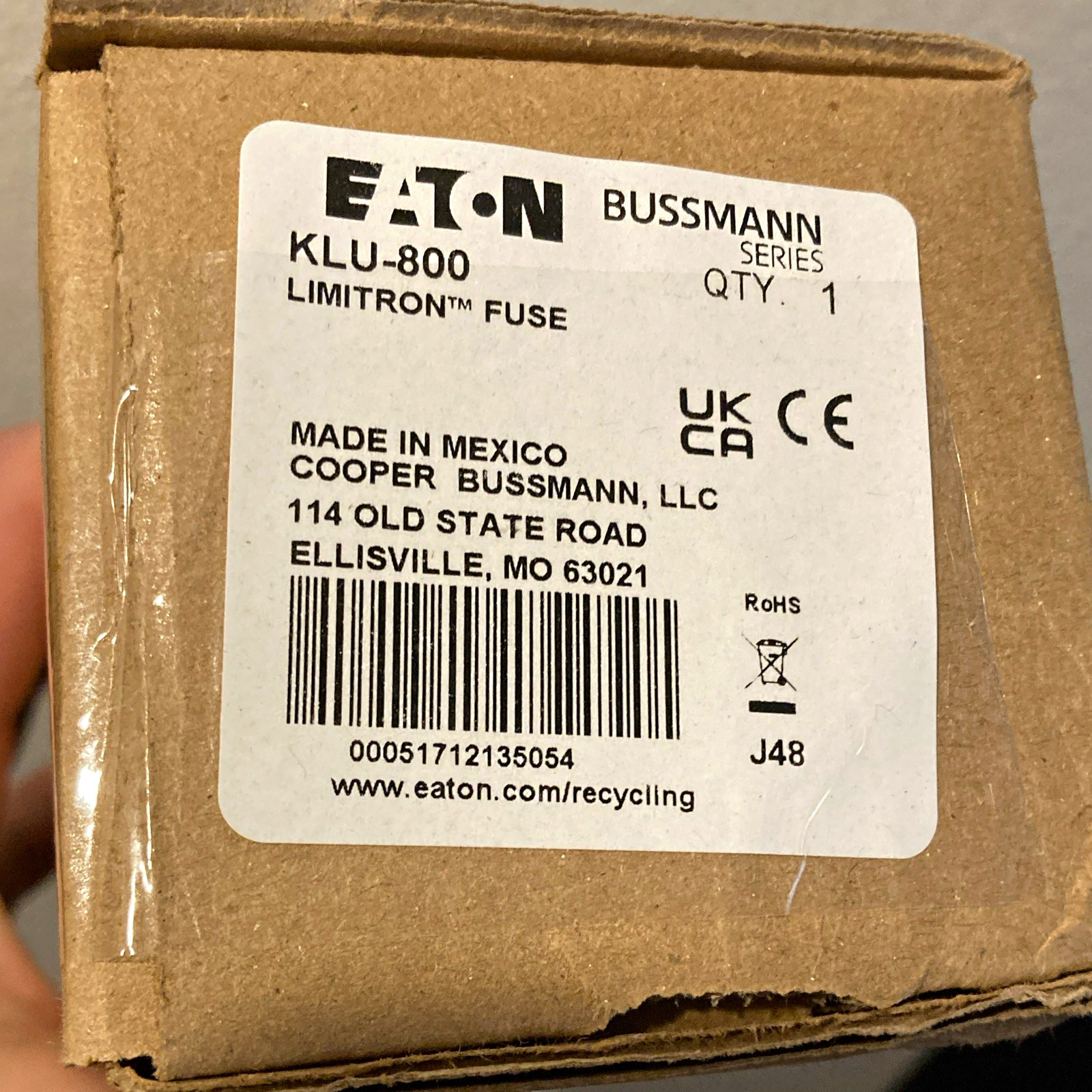 Eaton Bussmann Limitron KLU-800 Electrical Fuse Brown 1-Pack