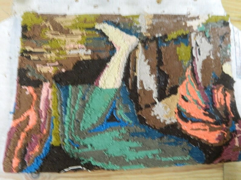 Vintage Tapisserie Femme La Fileuse Velázquez France Canevas Terminé 59x41 cm - Photo 4/4