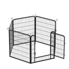 54.5 In. X 31.7 In. Outdoor Indoor Black Metal 6-Panel Dog Fence Kit Pet Exercis