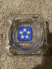 Vintage 1980s-90s Admiral Cruises Clear Glass 3.5" Square Table Ashtray