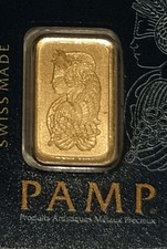 1g .999 fine Gold PAMP Bullion Bar. Solid pure 24k gold for investment/gift 3191.22 per troy oz