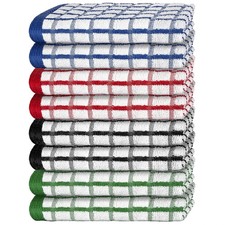 8 Pack Kitchen Dish Towels 16x26 100 Cotton Thick Absorbent Hanging Loop