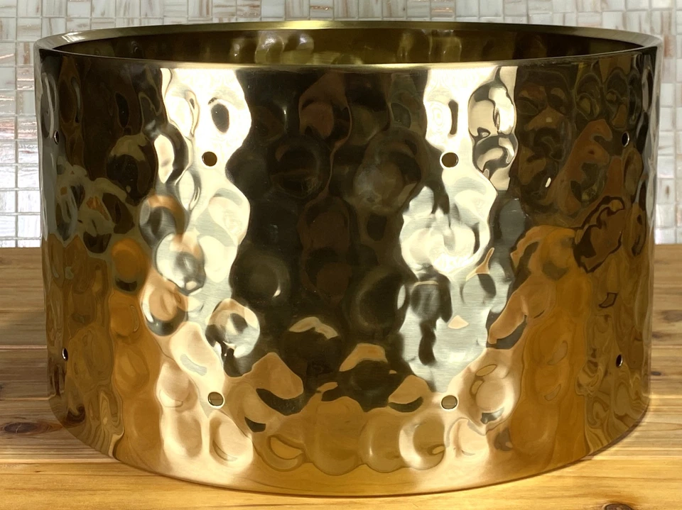 Gehämmertes Messing 8x14 Snare Drum Shell polierte Lackoberfläche vorgebohrt 4,5"