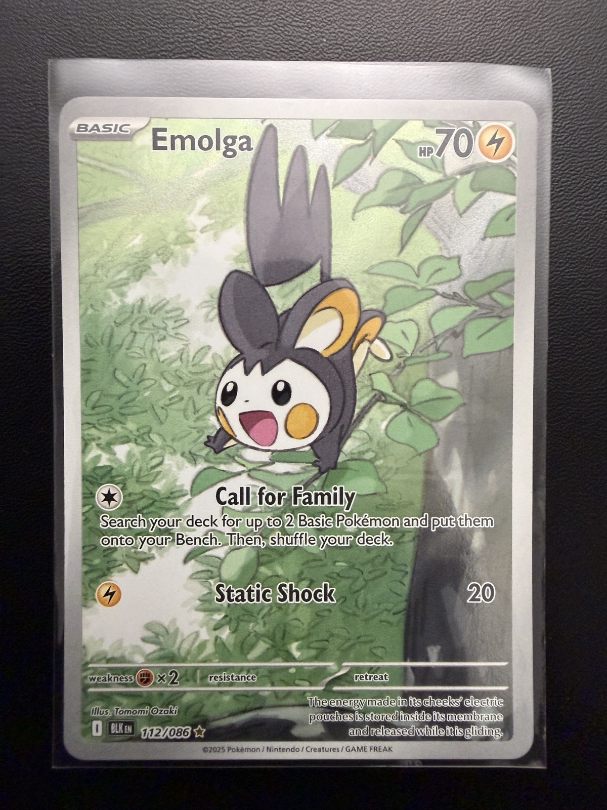 Pokemon 2025 Black Bolt Emolga #112/086 Illustration Rare NM